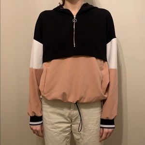 Zara color block long sleeve pullover top